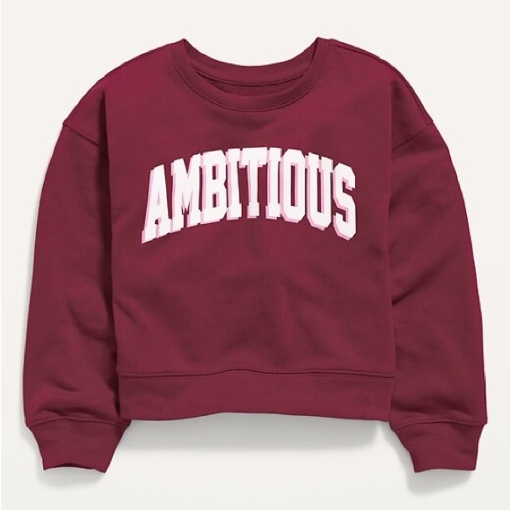 Old Navy AMBITIOUS Burgundy Crewneck Girl's Sweater Medium 8